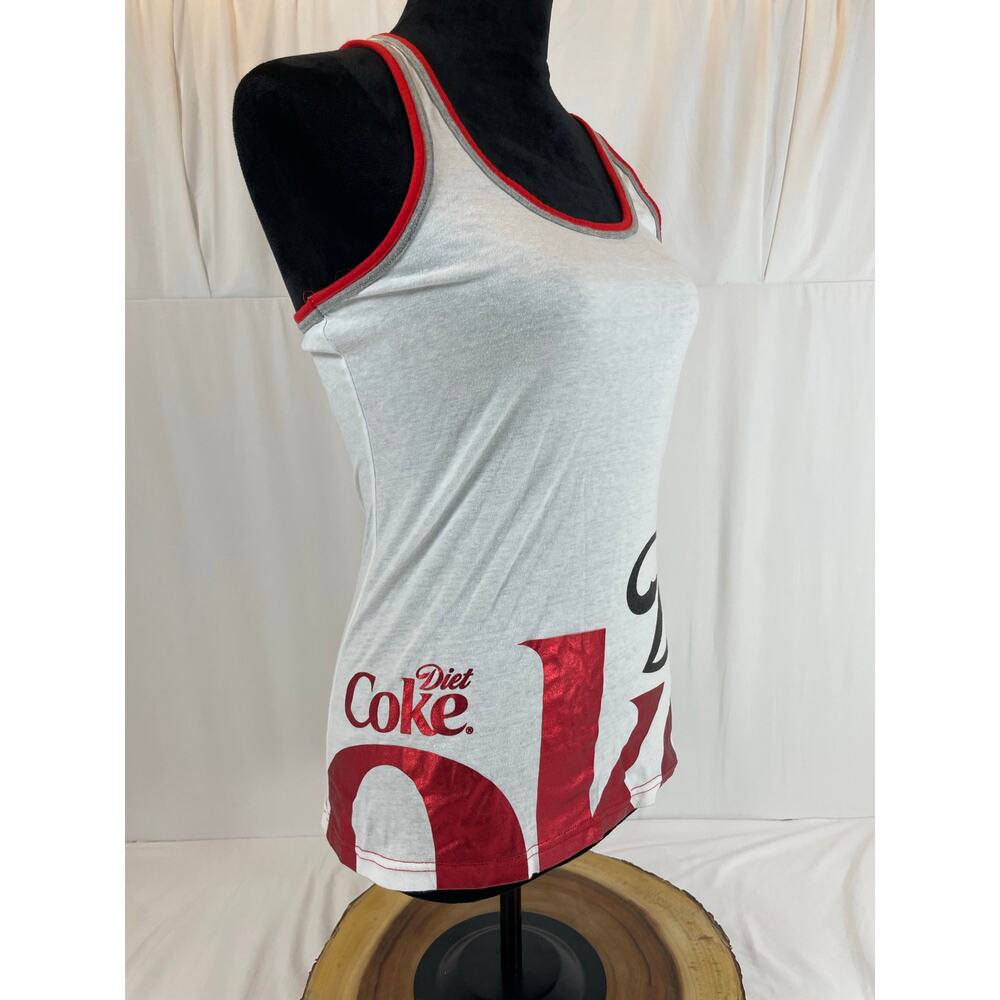 Coca-Cola Diet Coke 2014 Metallic Racerback Tank Top Women S White Red Y2K - Picture 1 of 7